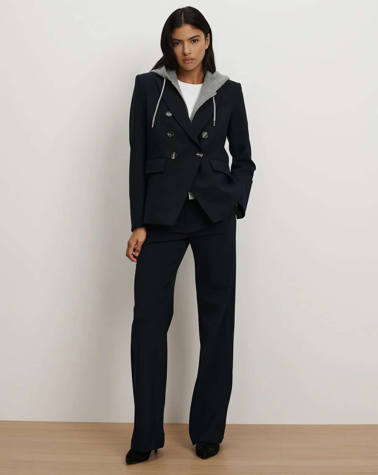 Veronica Beard New Miller Dickey Jacket in Navy with Horn Buttons