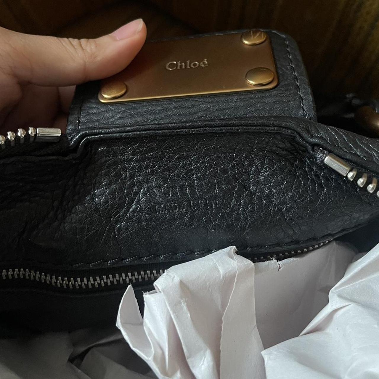 Vintage Classic Regular Size Black Leather Chloé Paddington Bag with Brass-toned Hardware