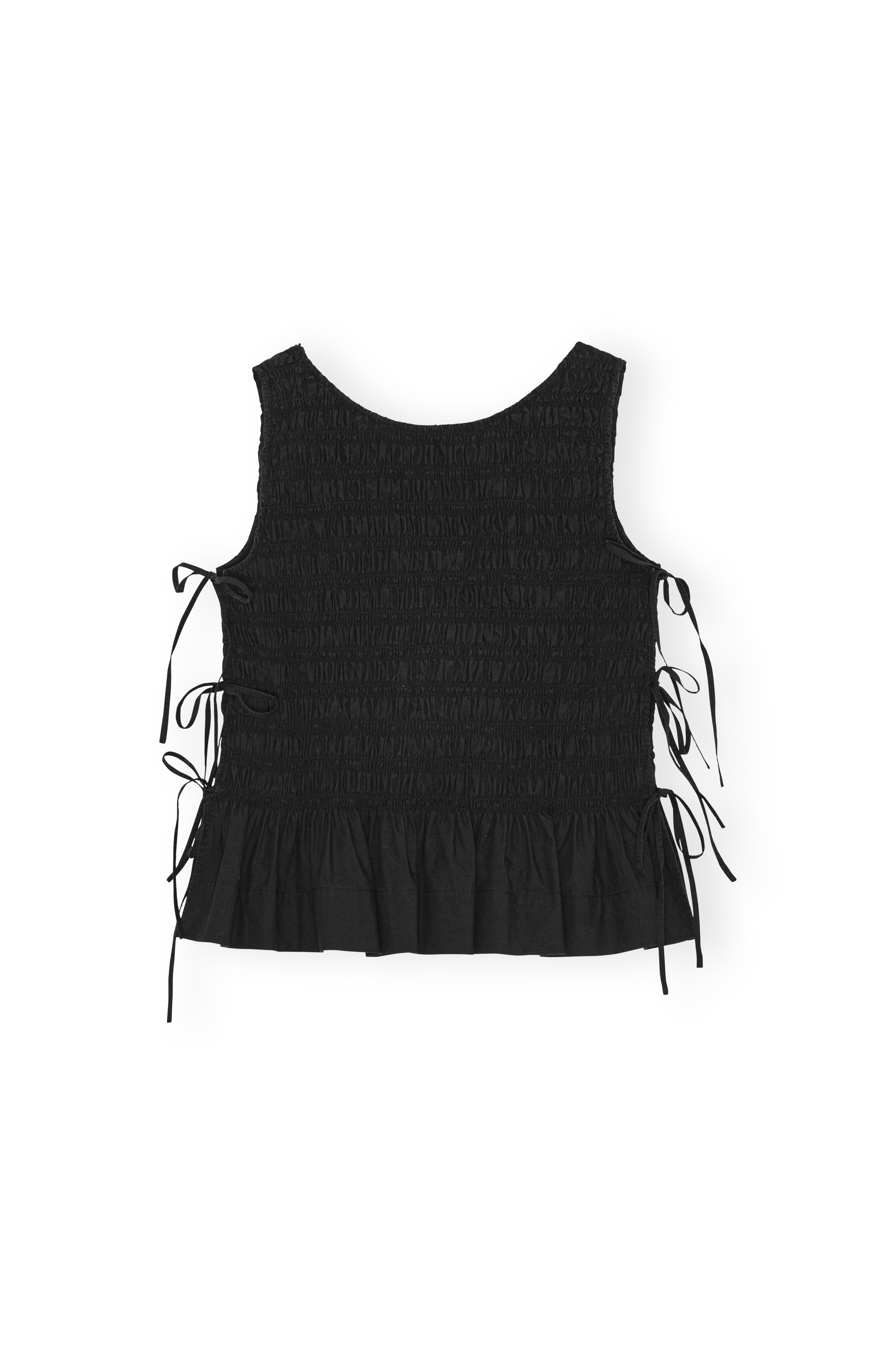 Ganni Cotton Poplin Smock Tie String Top