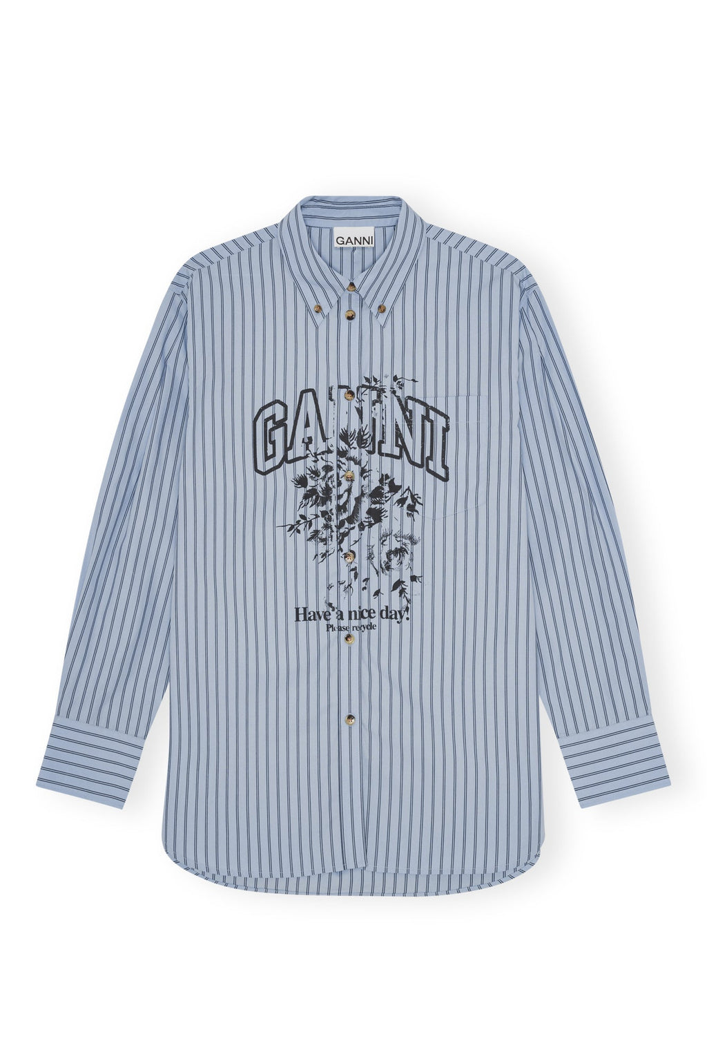 Ganni Stripe Cotton Oversized Shirt