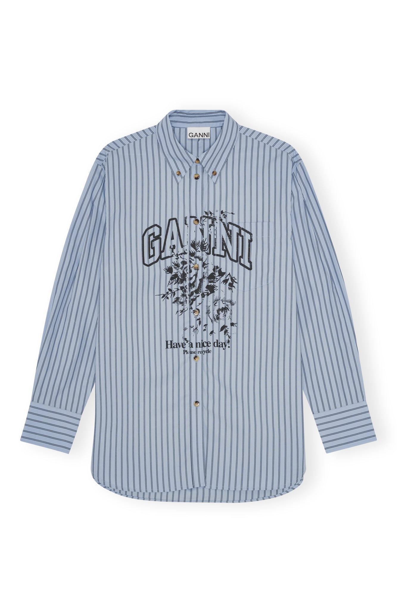 Ganni Stripe Cotton Oversized Shirt