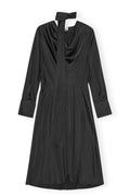 Ganni Solid Stretch Satin Cowl Scarf Midi Dress