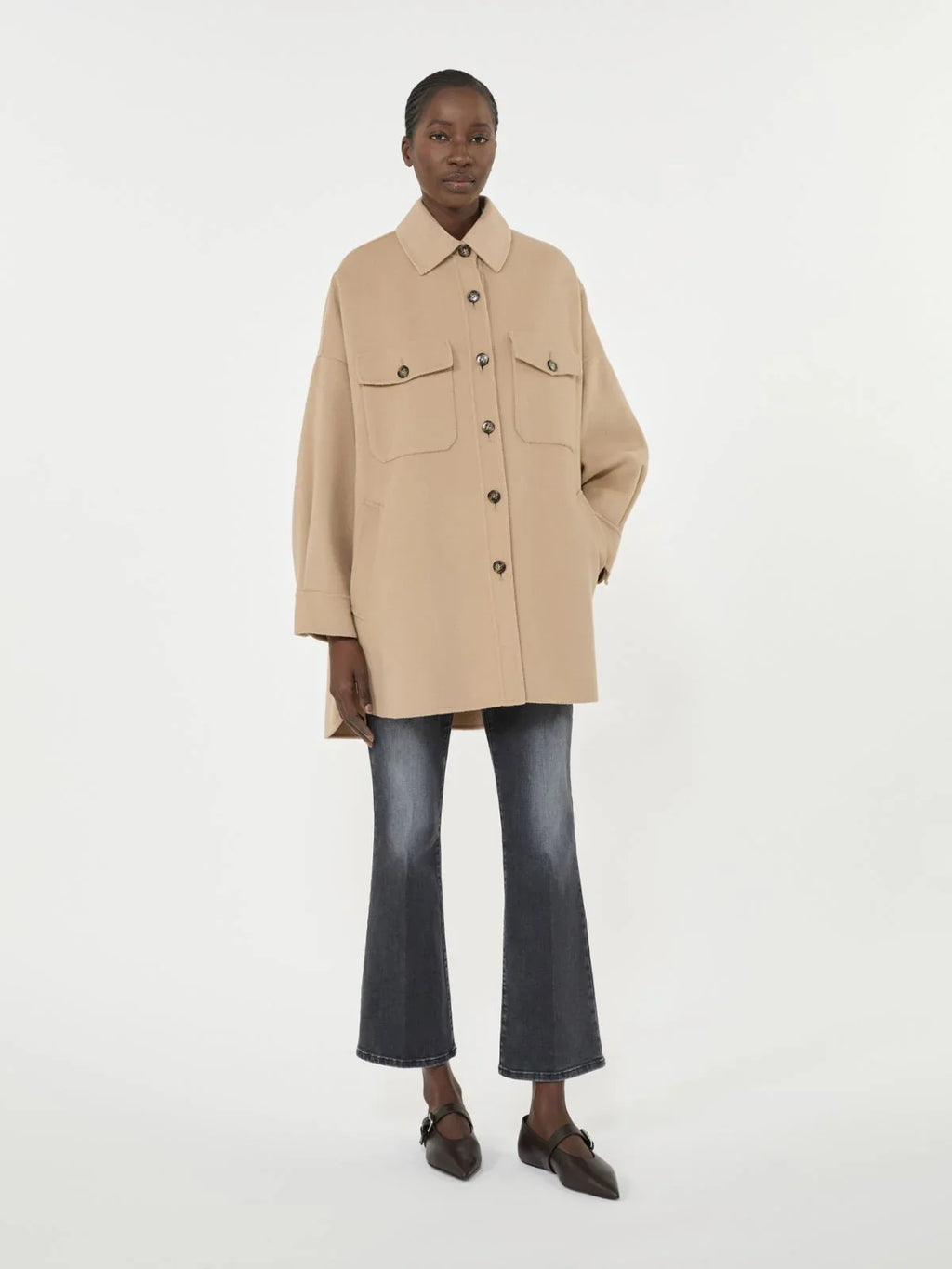 Weekend Maxmara Laser Short Wool Coat in Camel