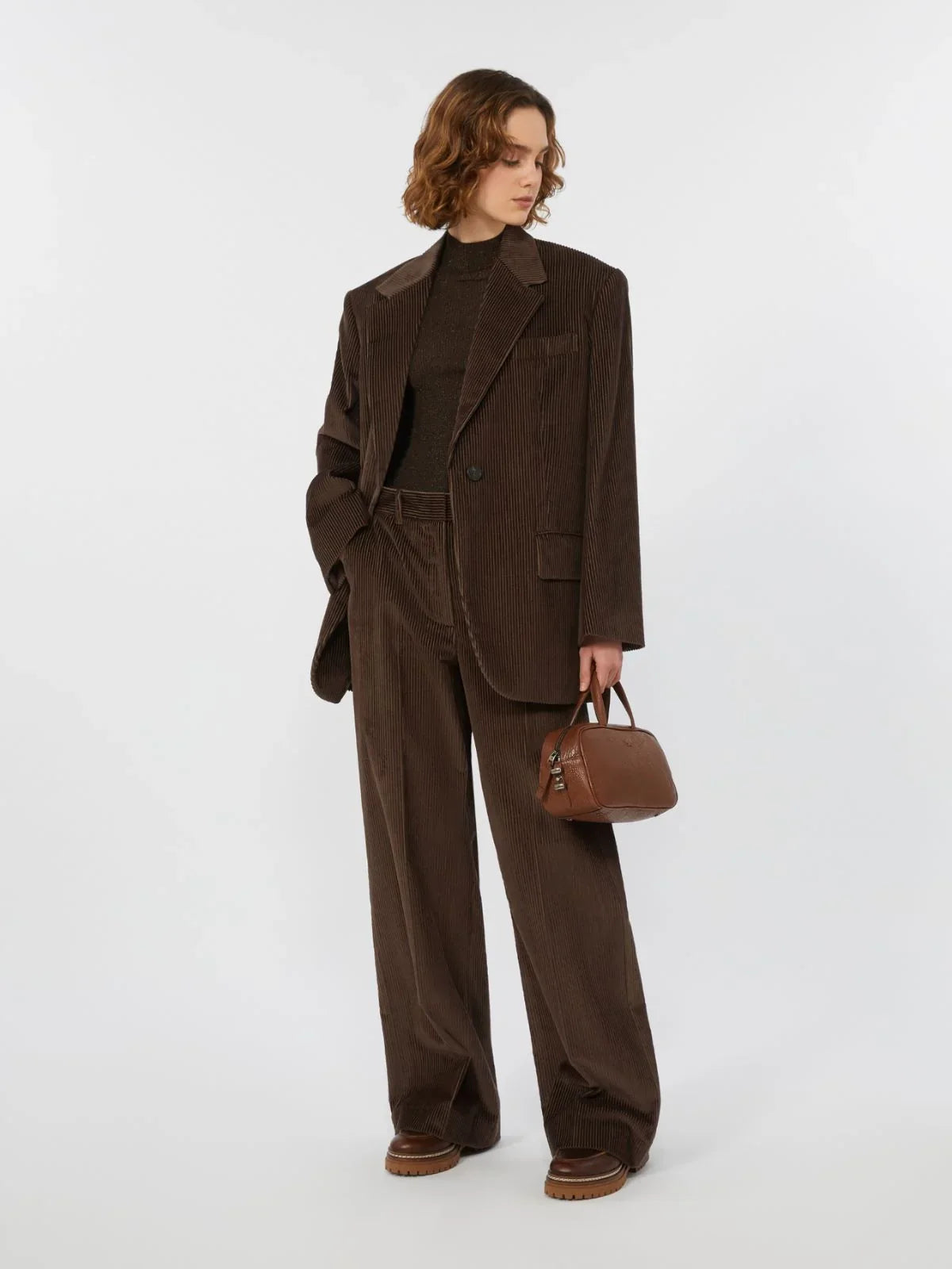 Weekend Max Mara Tania Cord Trousers in Chocolate
