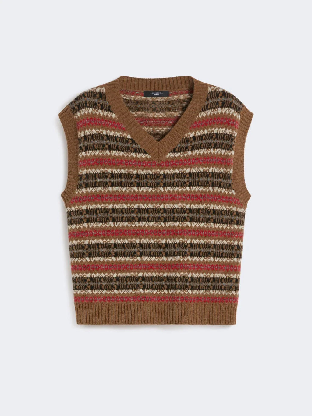 Weekend Max Mara Fleres Jacquard Vest in Camel