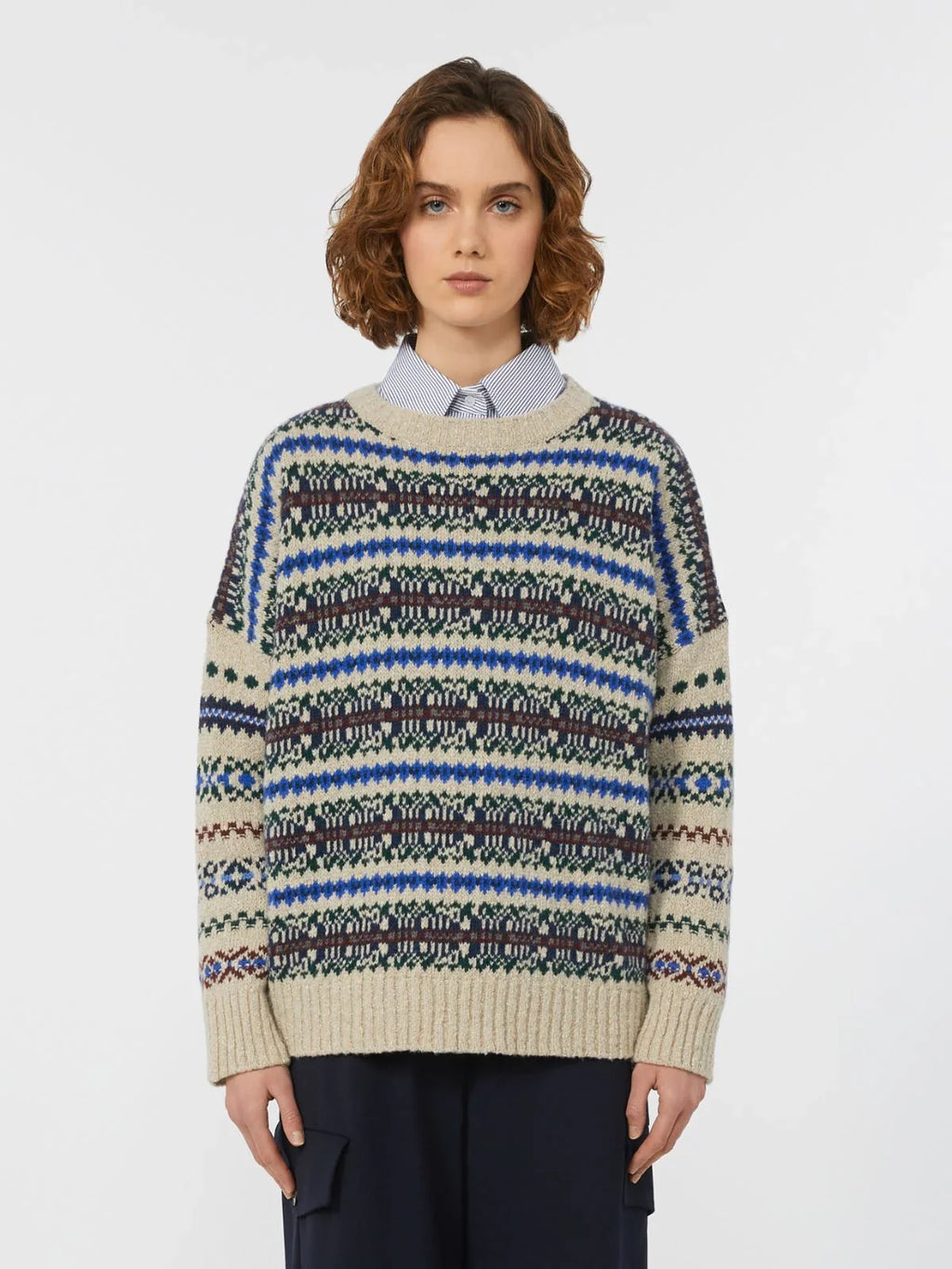 Weekend Max Mara Rivetto Jacquard Knit in Ecru