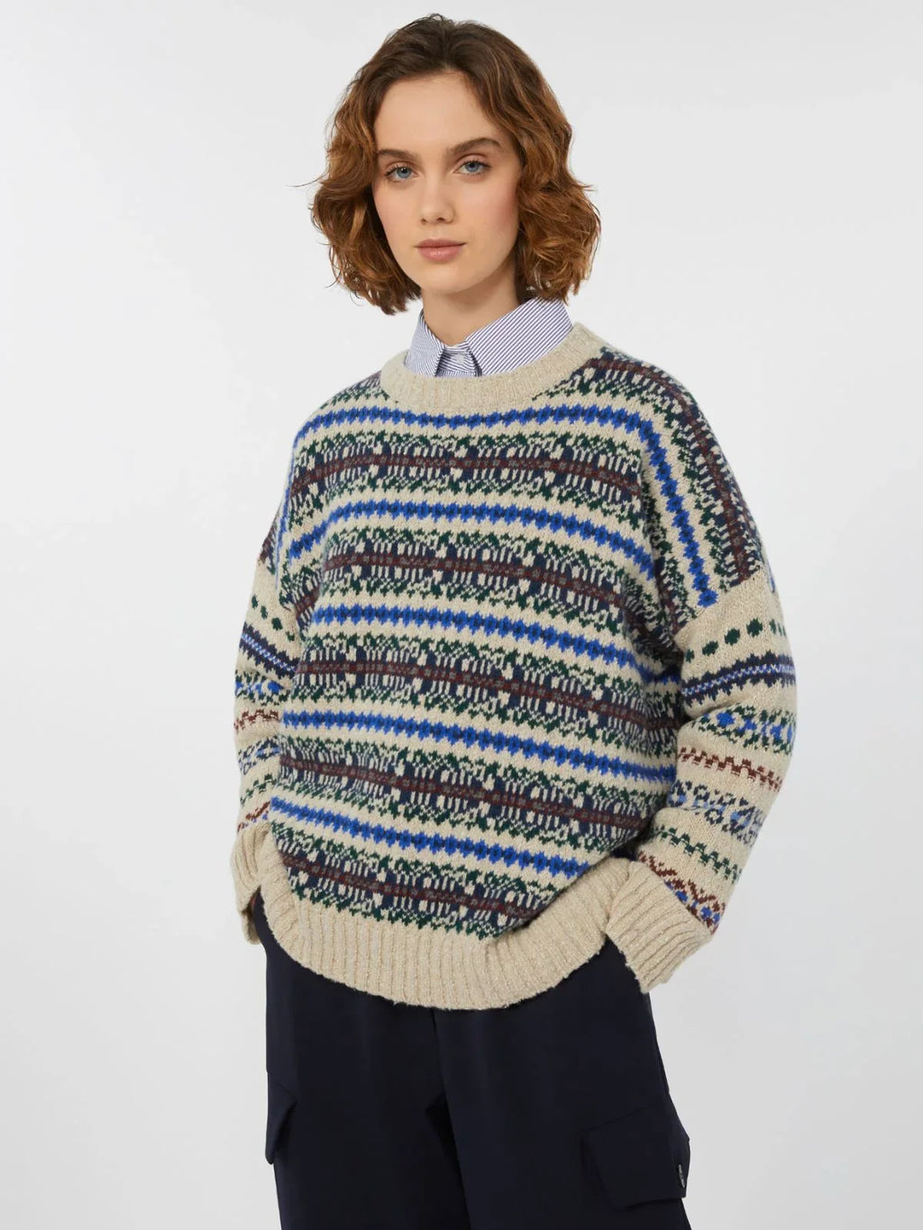 Weekend Max Mara Rivetto Jacquard Knit in Ecru