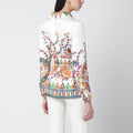Paisley-print belted shirt jacket