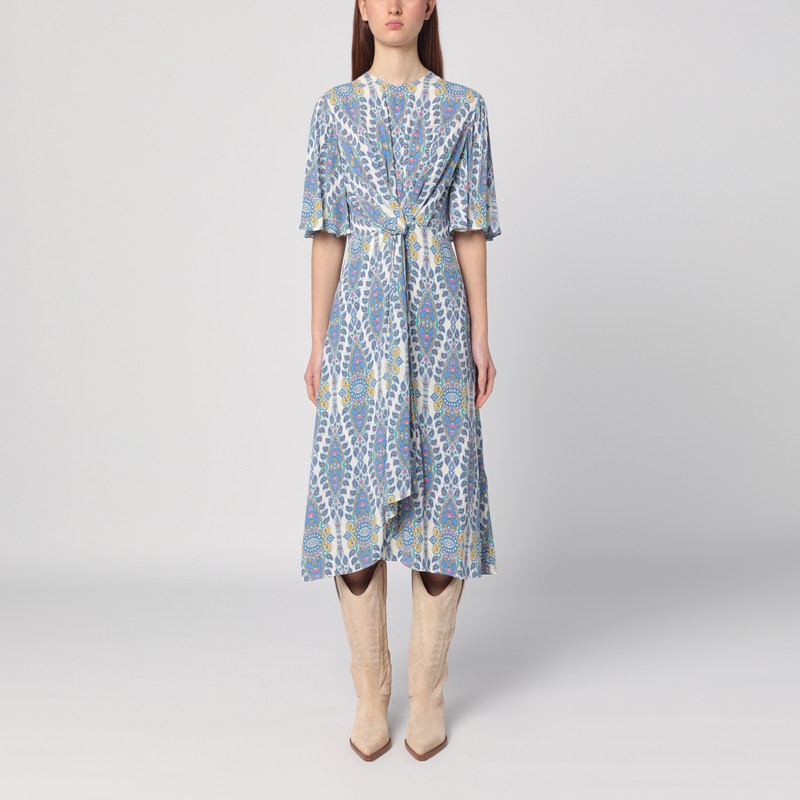 Flared Midi Dress With Multi-coloured Print