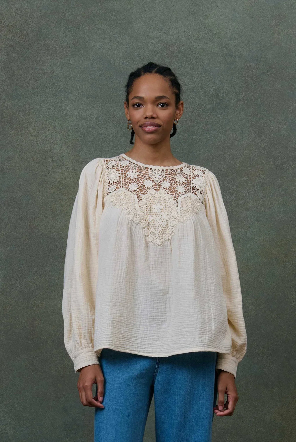 Louise Misha Riya Gauze Blouse in Cream