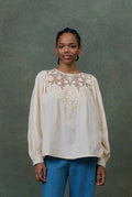 Louise Misha Riya Gauze Blouse in Cream