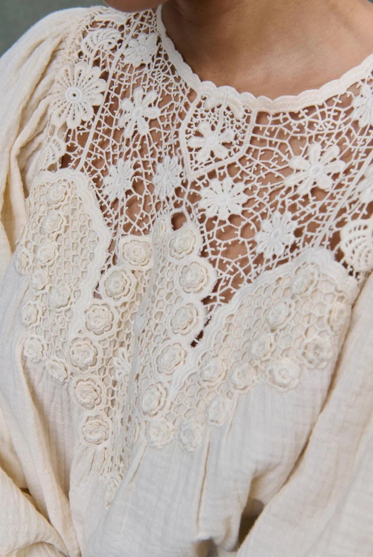 Louise Misha Riya Gauze Blouse in Cream