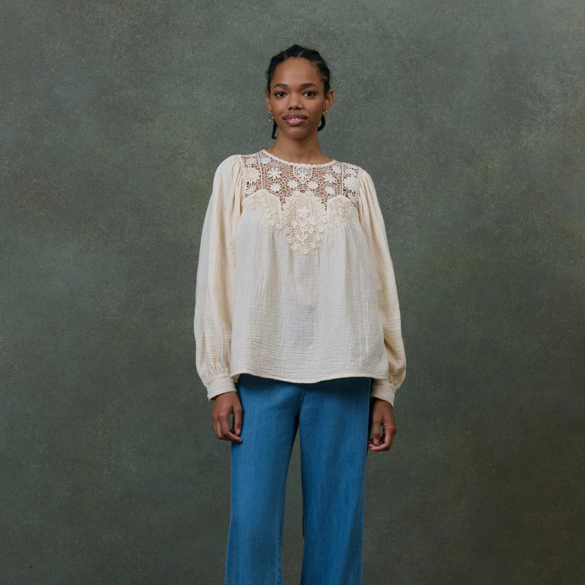 Louise Misha Riya Gauze Blouse in Cream