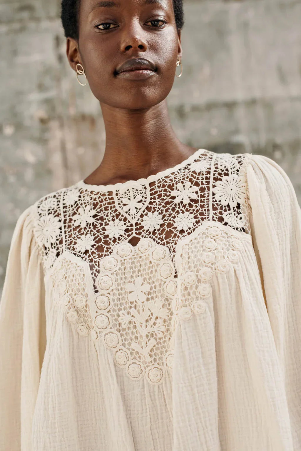 Louise Misha Riya Gauze Blouse in Cream