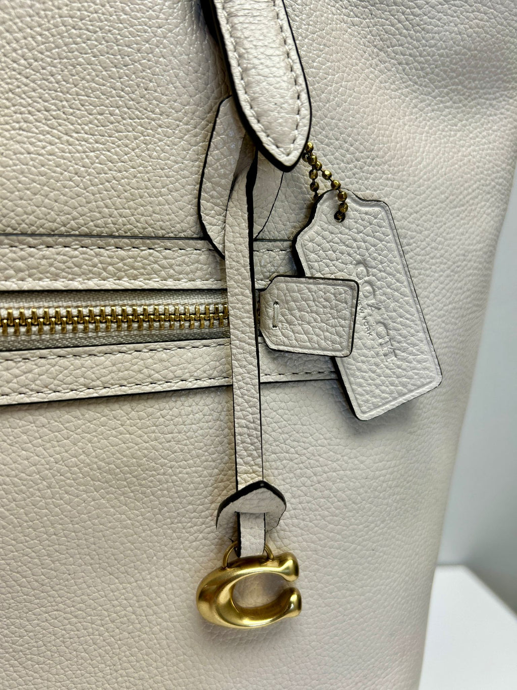 Coach Polished Pebble Leather Taylor Tote with C Dangle Charm