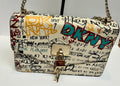 DKNY Elissa Leather Graffiti Logo Chain Strap Shoulder Bag