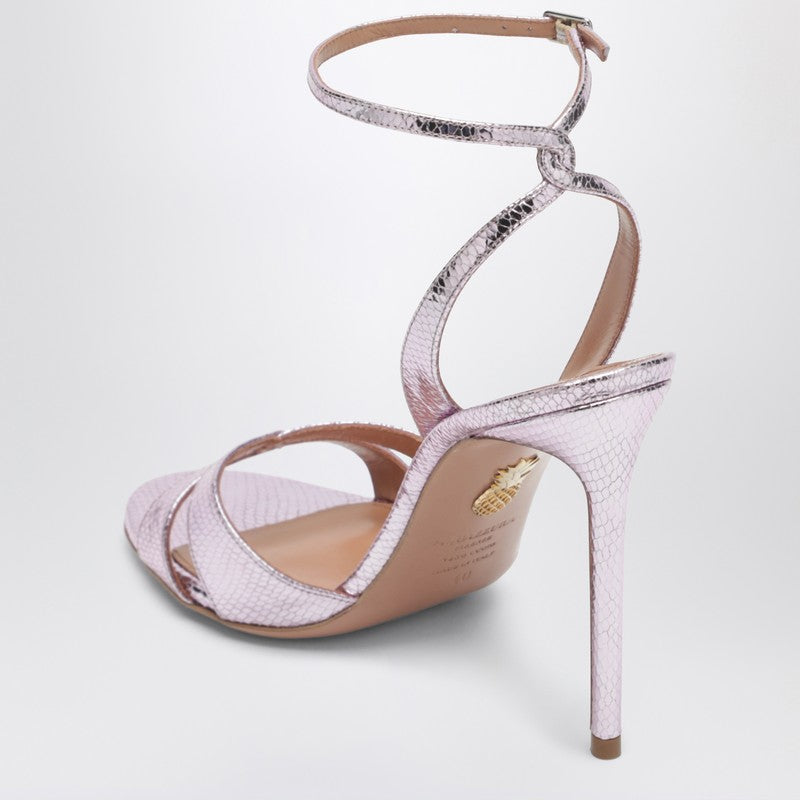 You and I sandals in light blue metallic leather