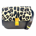 CELINE Brown PONY HAIR Leather Cheetah print Handbag