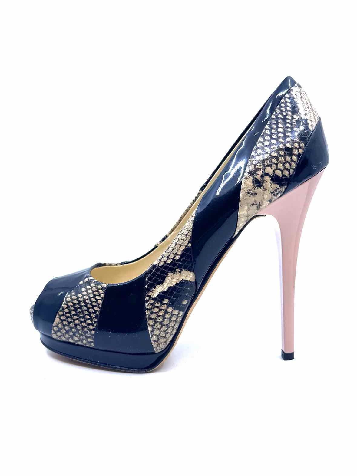 GIUSEPPE ZANOTTI Size 9 Black & Beige Patent Leather Pumps