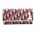 DIOR Burgundy Canvas, Leather Monogram Wallet