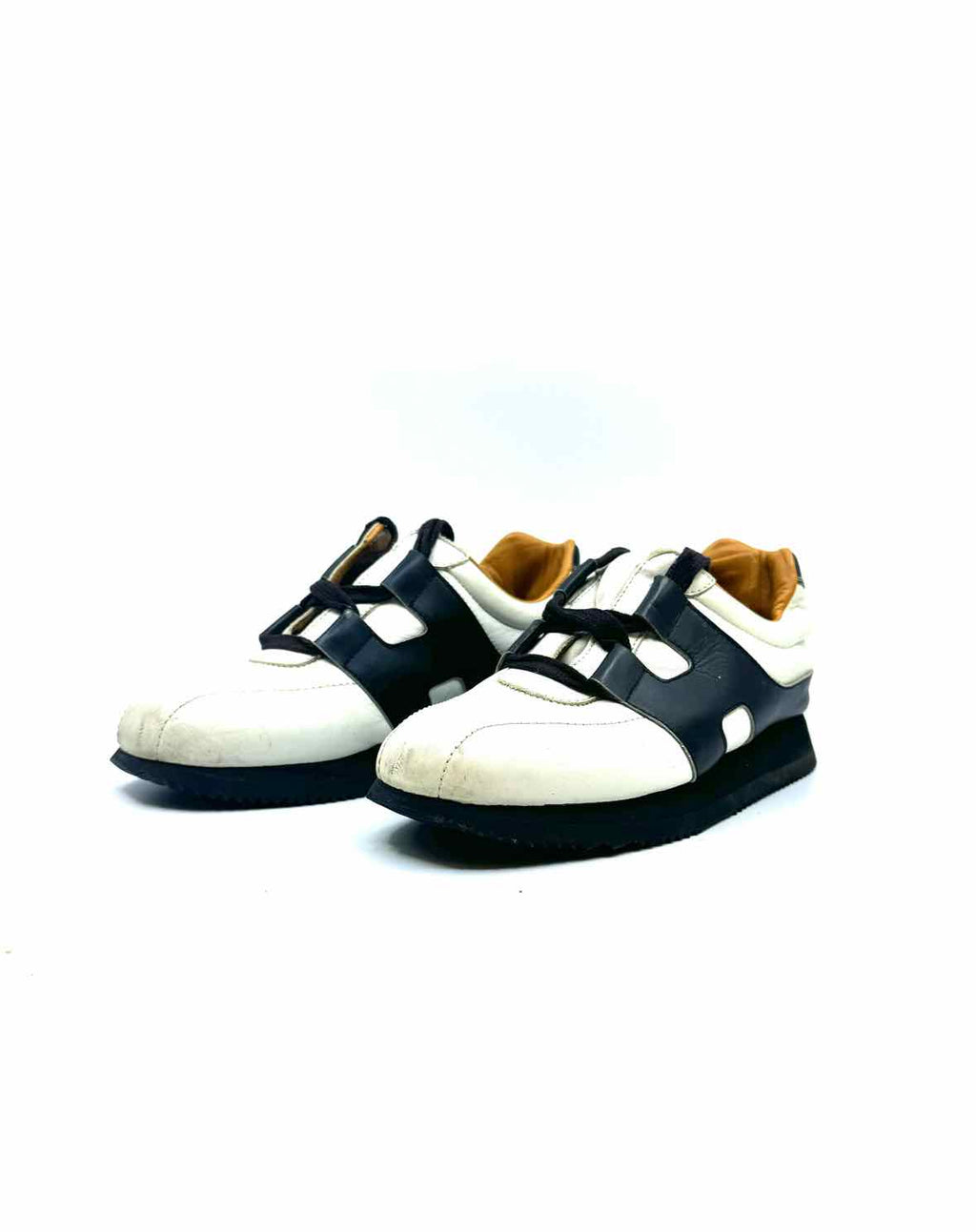 HERMES Size 6 WHITE & BLACK Sneakers
