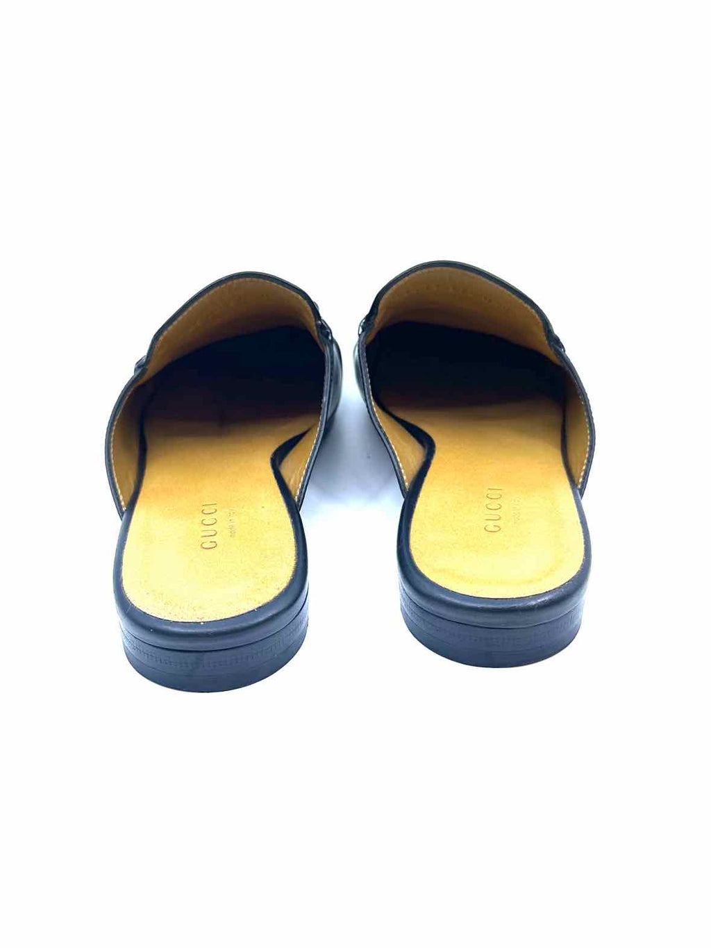 GUCCI Size 7.5 Black Leather Mules