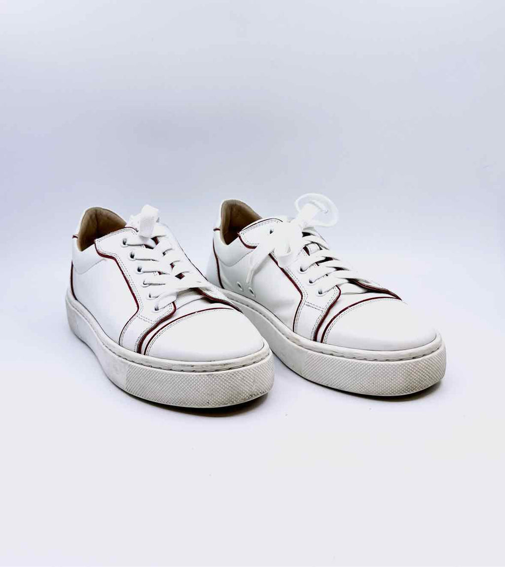 CHRISTIAN LOUBOUTIN White Leather Sneakers, Size 7