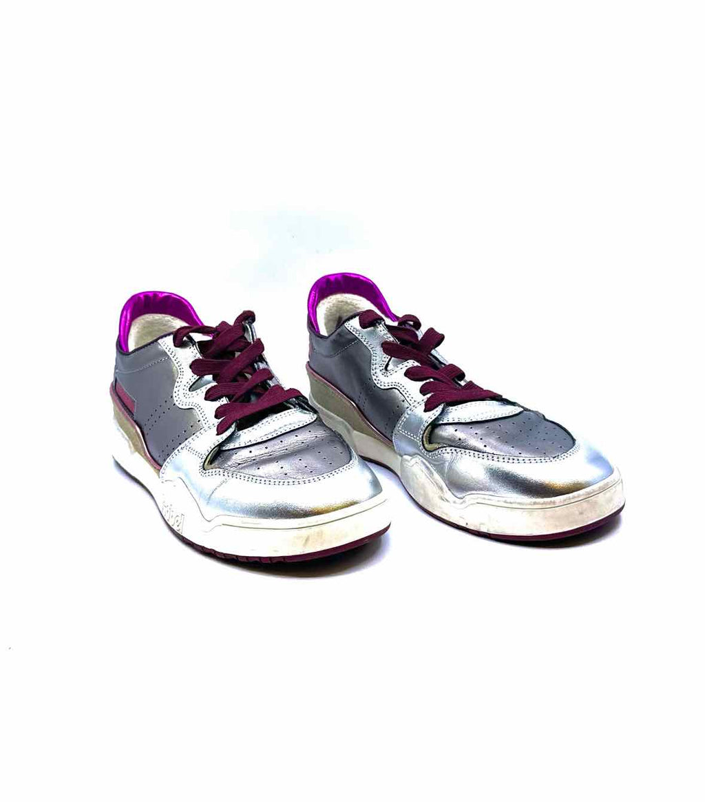 ISABEL MARANT Size 7 Silver, Pink Leather Metallic Solid Sneakers