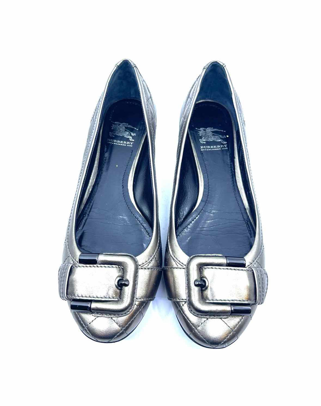 BURBERRY Size 8 Gunmetal Flats