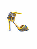 SERGIO ROSSI Size 10 Mustard Suede Crystal Zig Zag Sandals