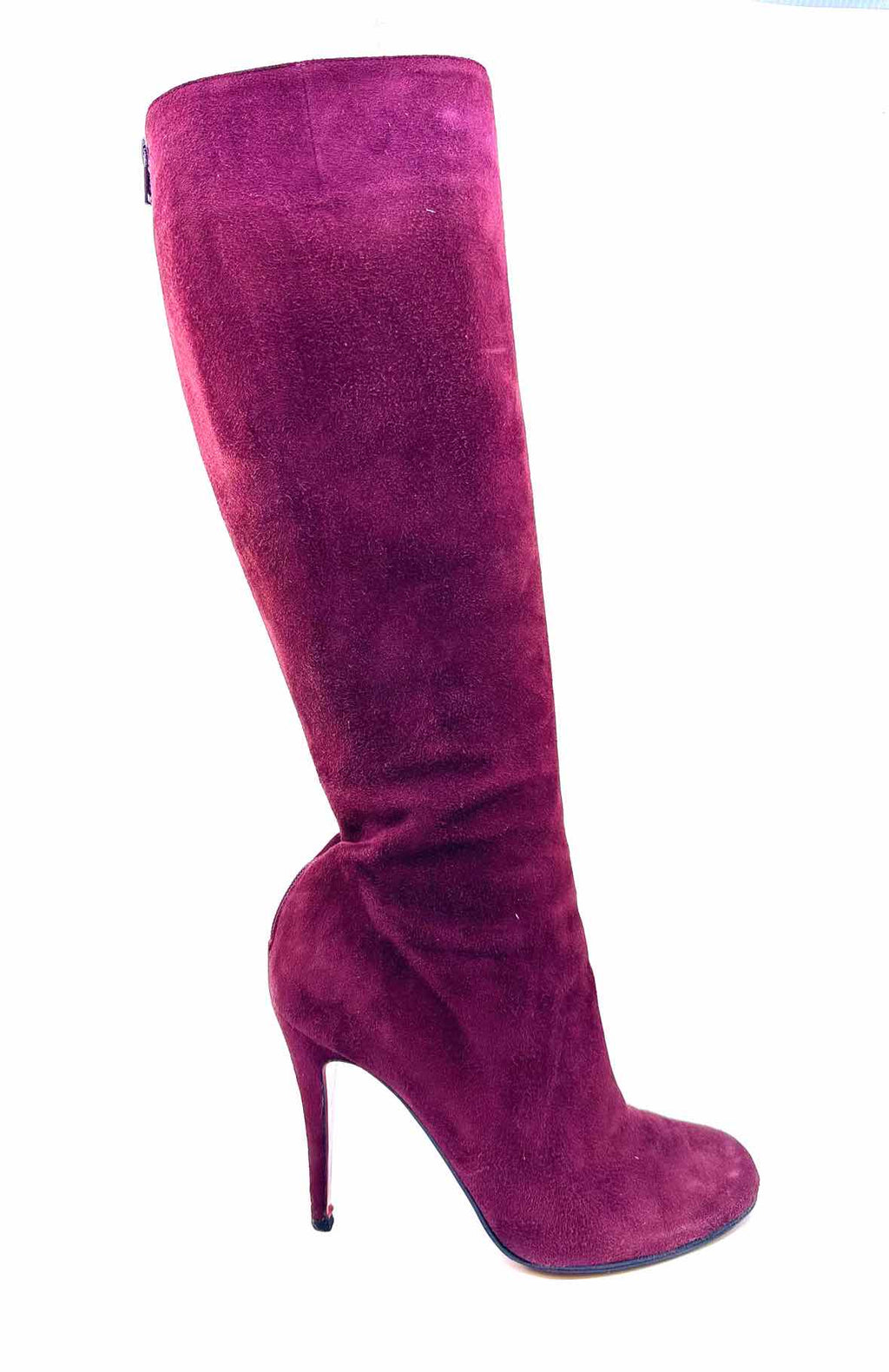 CHRISTIAN LOUBOUTIN Size 9.5 Burgundy Suede Tall Boot