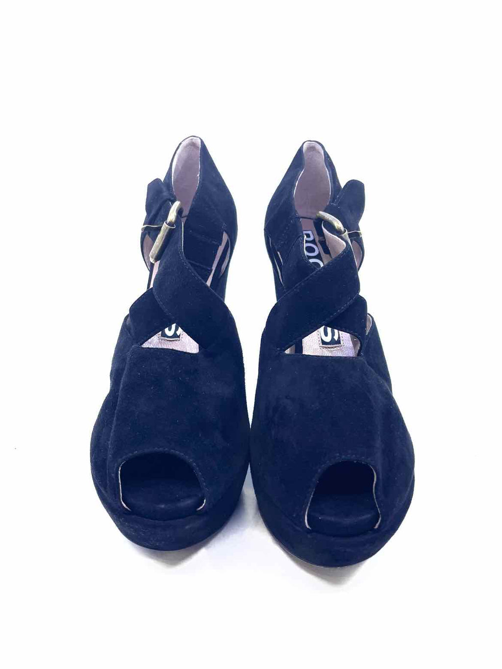 ROCHAS Size 10.5 Black Suede Sandals