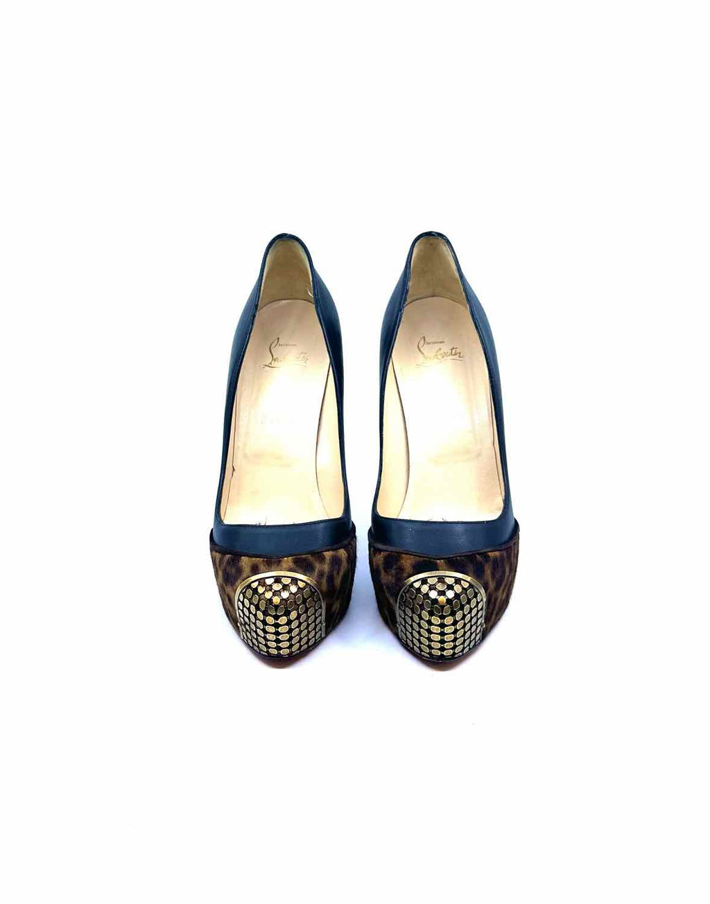 CHRISTIAN LOUBOUTIN Size 10 Brown, black Leather Pony Hair Cheetah print Pumps