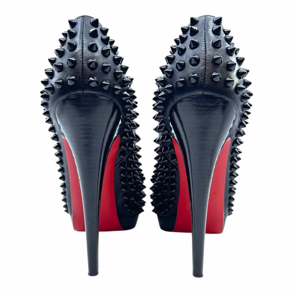 CHRISTIAN LOUBOUTIN Size 6.5 Black Leather Studs Studs Pumps