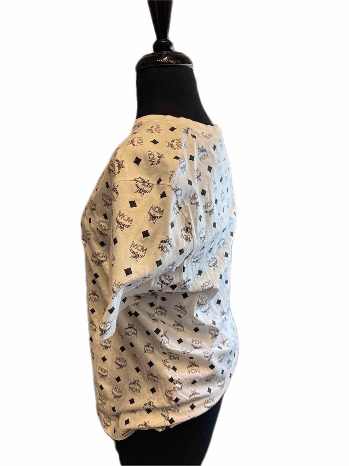 MCM Black and White 'Visetos' T-shirt | M