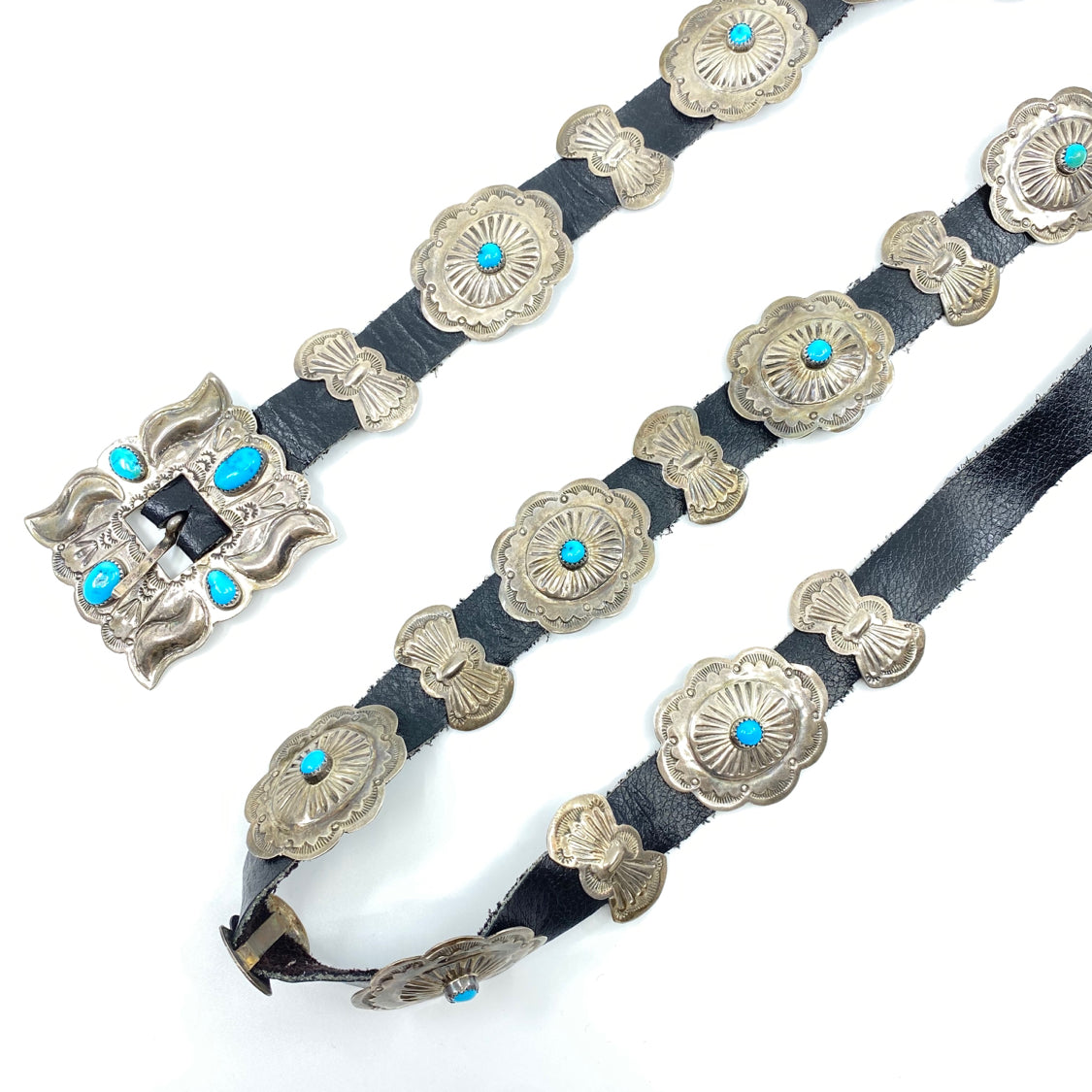 Navajo Turquoise Sterling Leather Belt