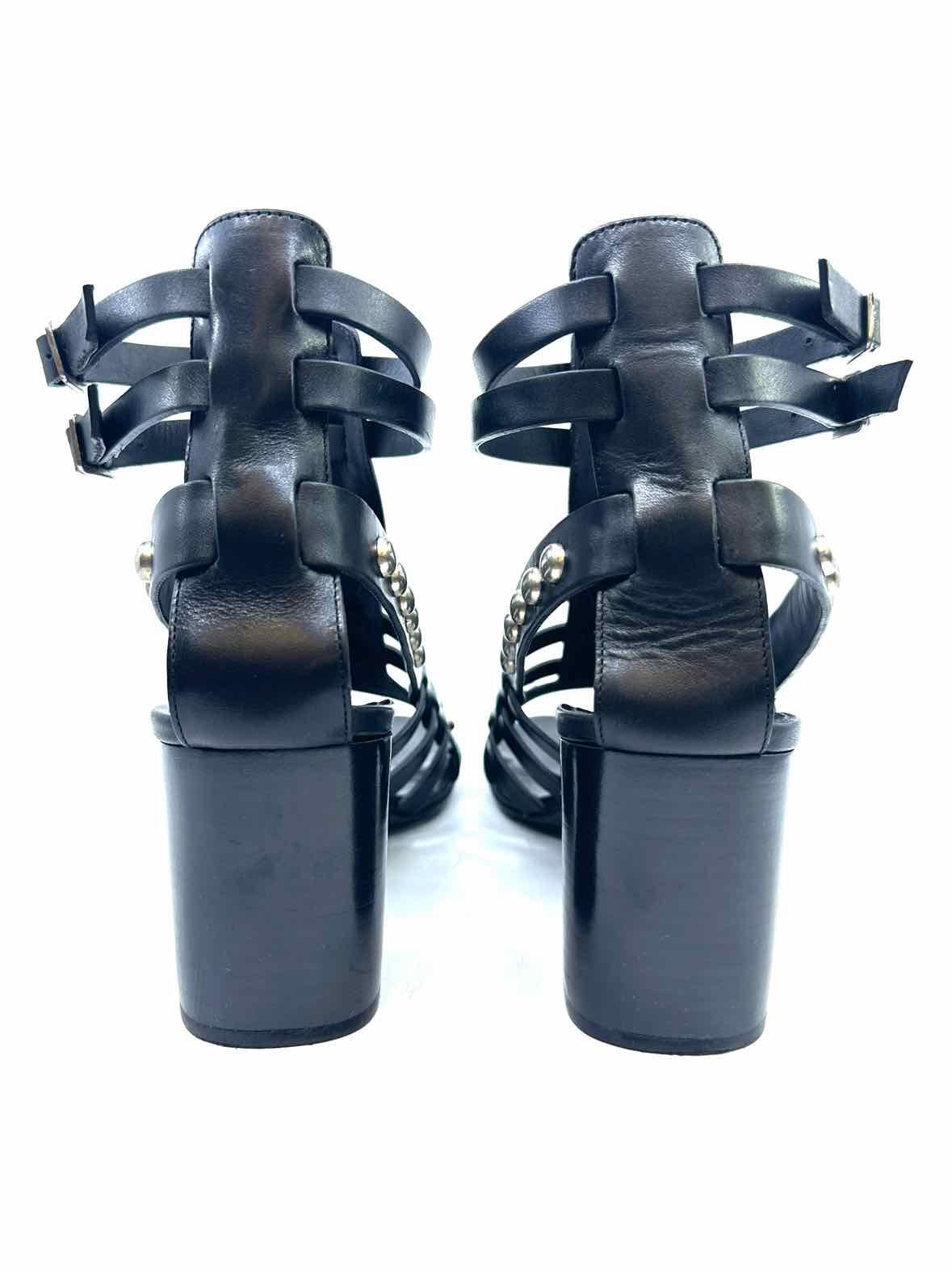 YVES SAINT LAURENT Size 9 Black Leather Solid Sandals