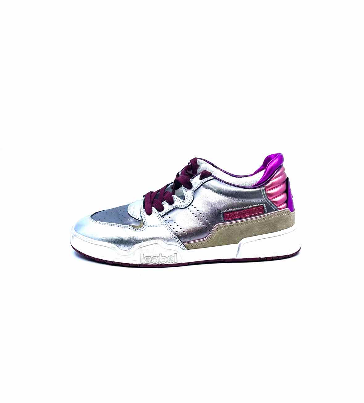 ISABEL MARANT Size 7 Silver, Pink Leather Metallic Solid Sneakers