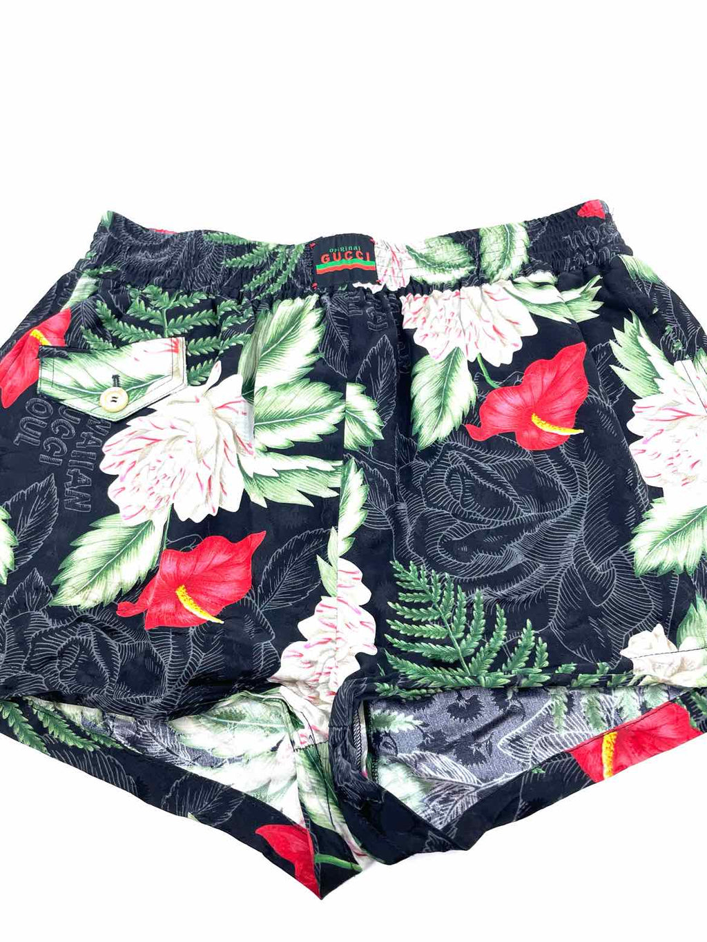 GUCCI Size XS Green, Black Floral Hawaiian Pajamas