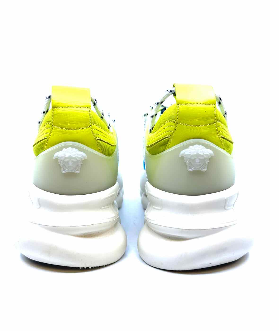 VERSACE Chain Reaction Sneakers Size 10 Green, Blue Suede Nylon Floral Sneakers