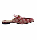 GUCCI Size 10 Red Canvas Monogram Mules