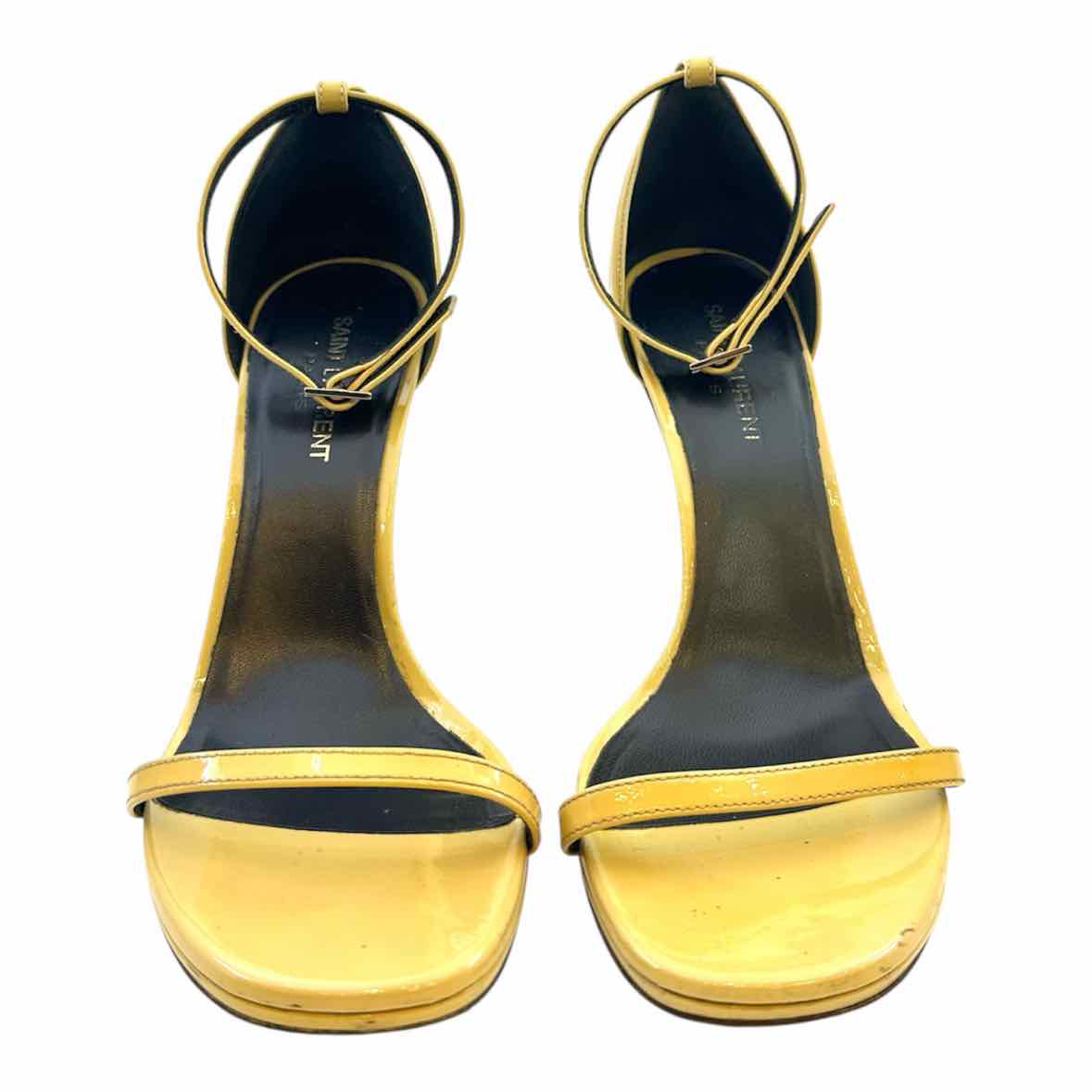 SAINT LAURENT Size 9 Tan Patent Leather Sandals