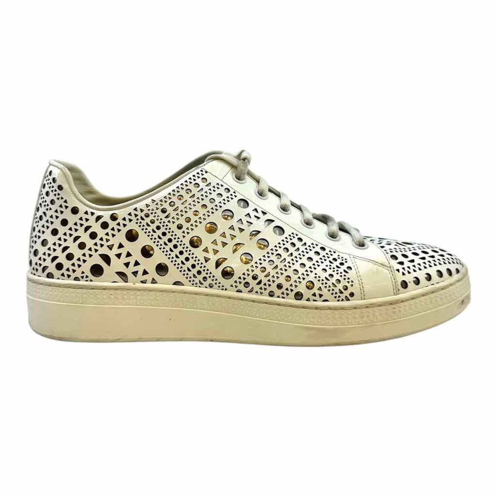ALAIA Size 9 White Patent Leather Sneakers