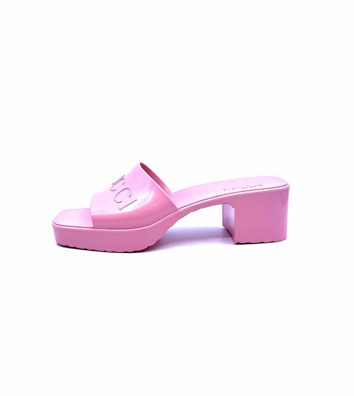 GUCCI Size 10 Pink Rubber Solid Sandals