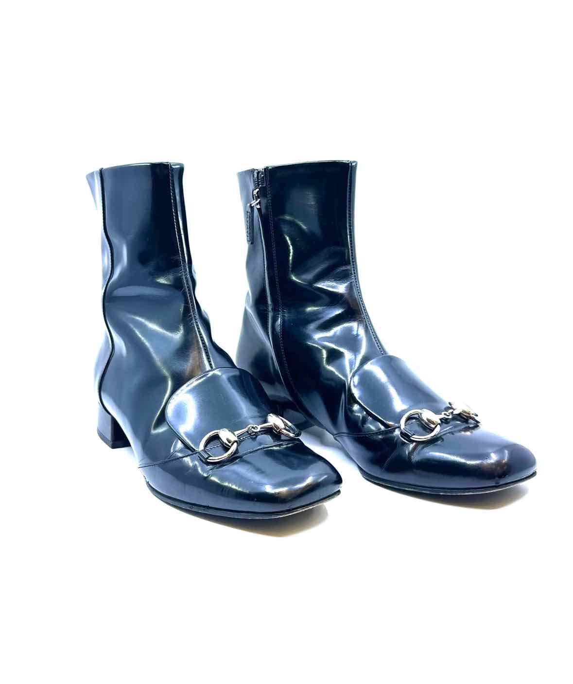 GUCCI Size 7 Black Leather Solid Ankle Boot