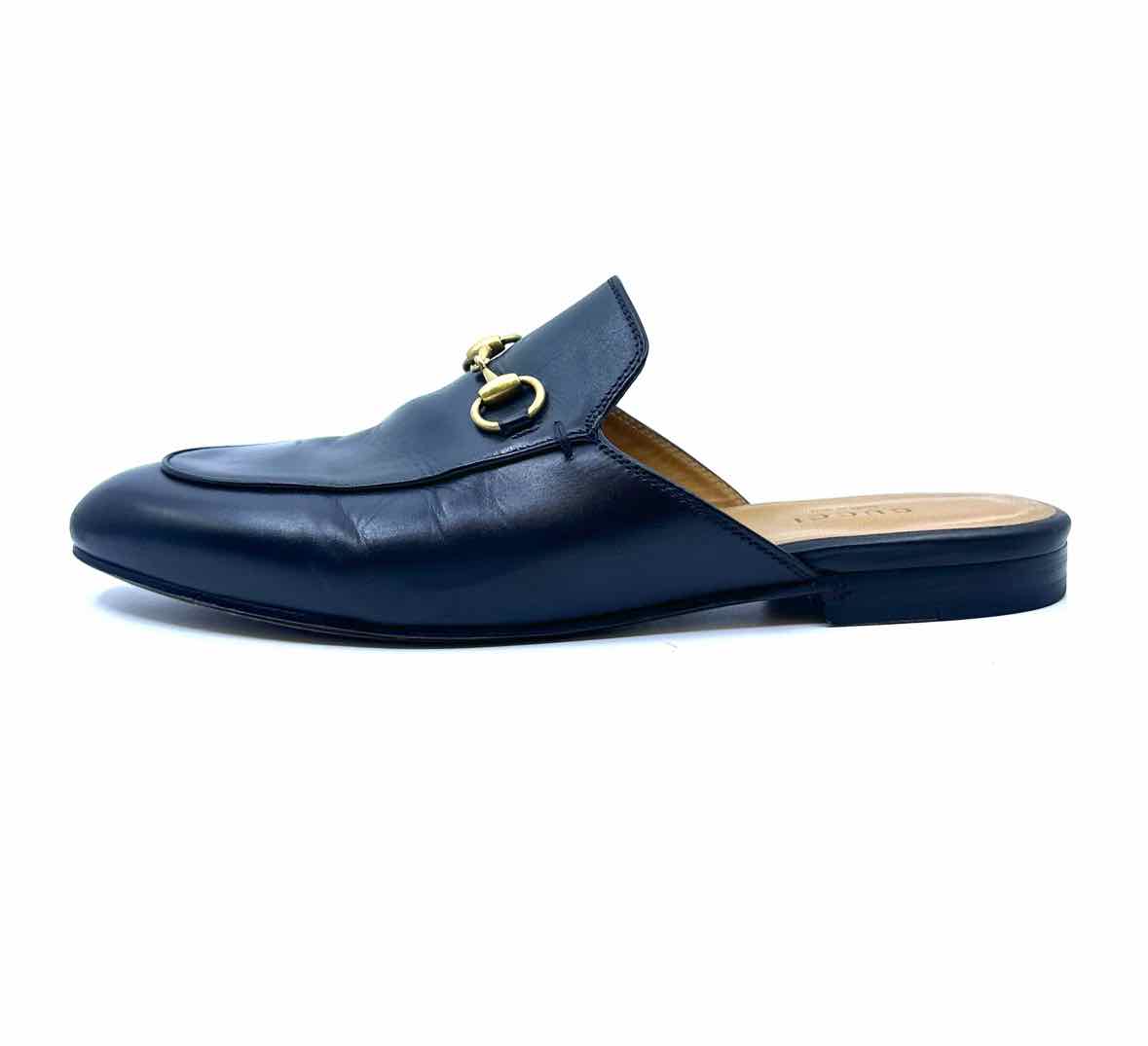 GUCCI Size 7.5 Black Leather Mules