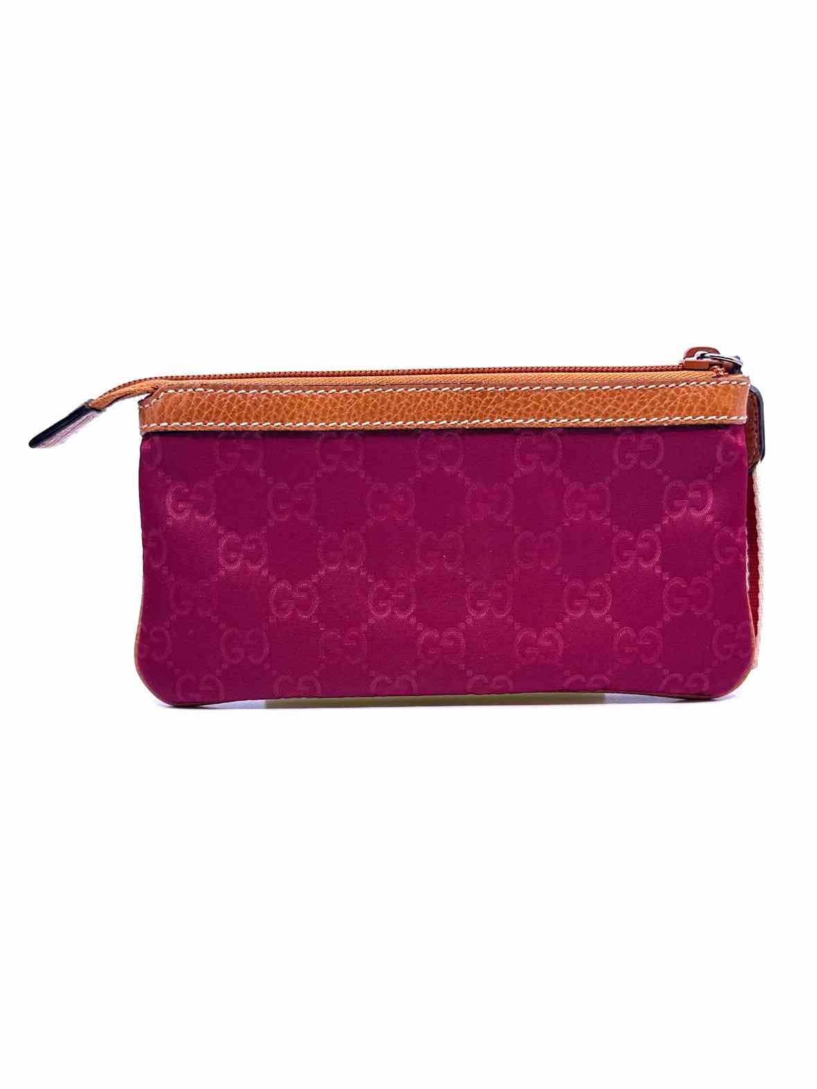 GUCCI Maroon Nylon Monogram Wristlet
