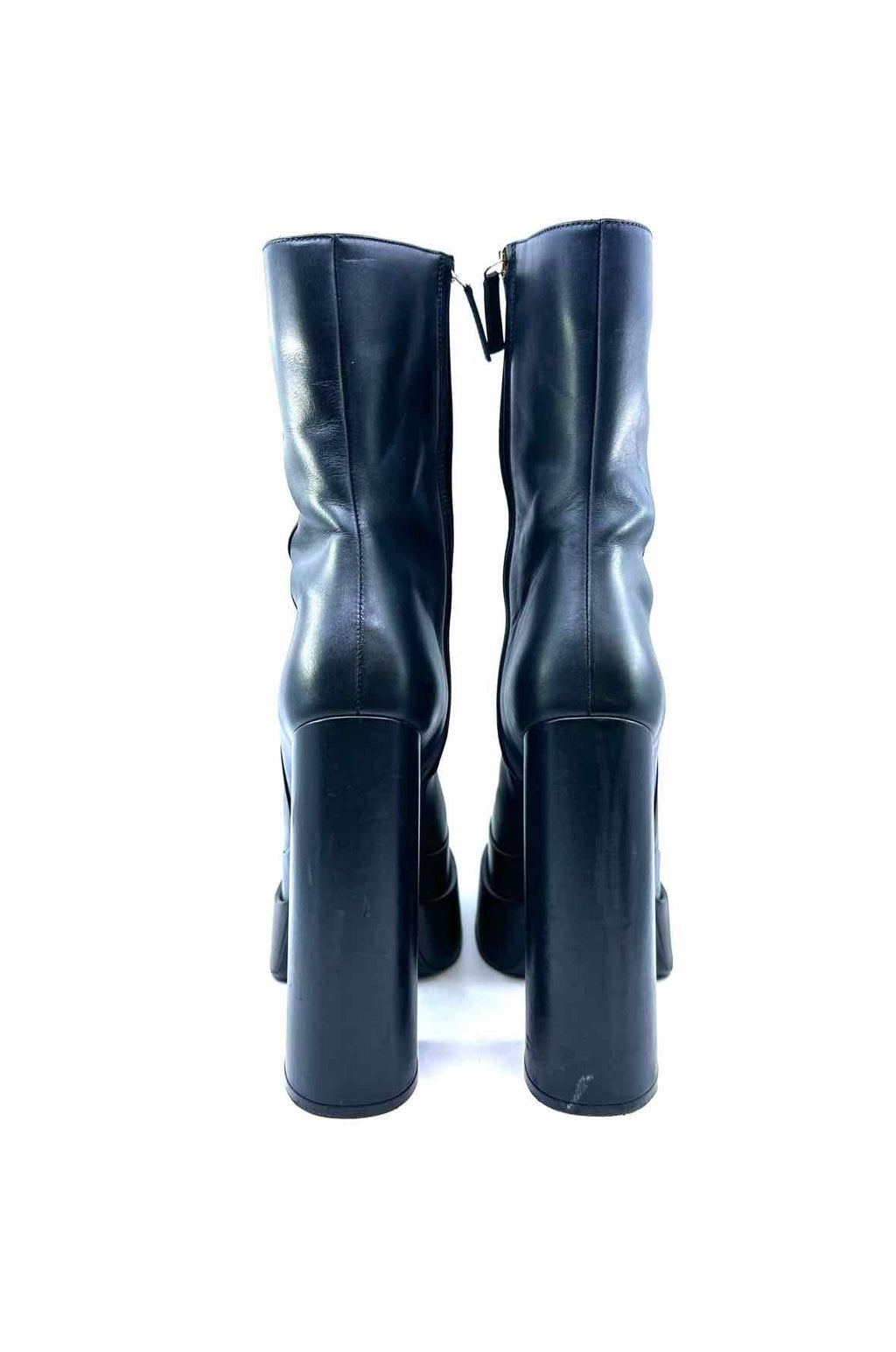 VERSACE Size 9 Black Leather Solid Ankle Boot