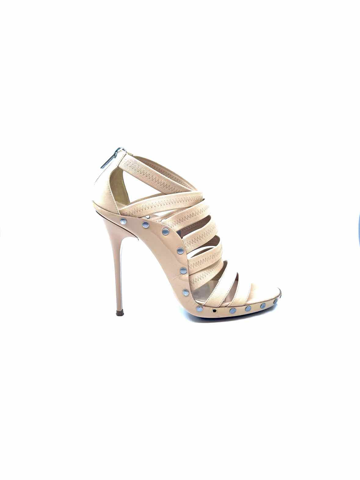 JIMMY CHOO Size 9.5 Beige Leather Solid Sandals