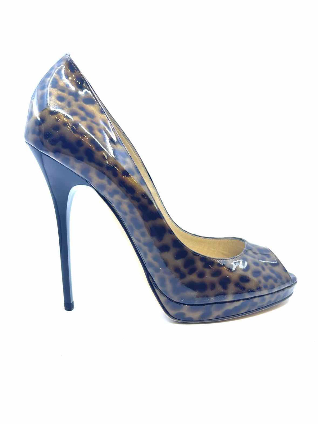 JIMMY CHOO Size 9 Brown Patent Leather Cheetah print Pumps